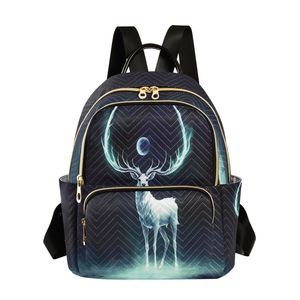 Deer Moon Mini Backpack Purse for Women Travel Bag Lightweight Shoulder Bag🖤